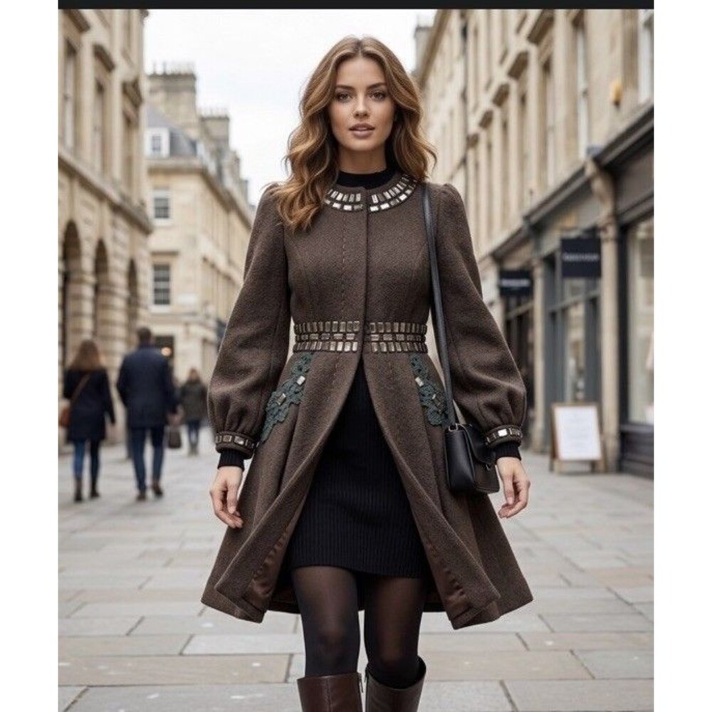 Badod S Fit Flare Military VENT LIKE Mod Victorian Revival Maximalist Jeweled